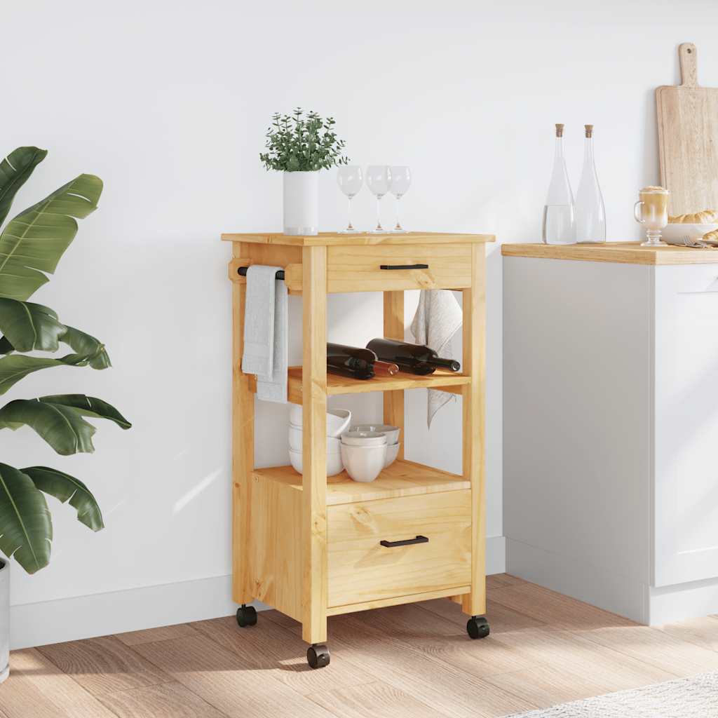 Carrello da Cucina MONZA 48x40x88,5 cm in Legno Massello di Pino