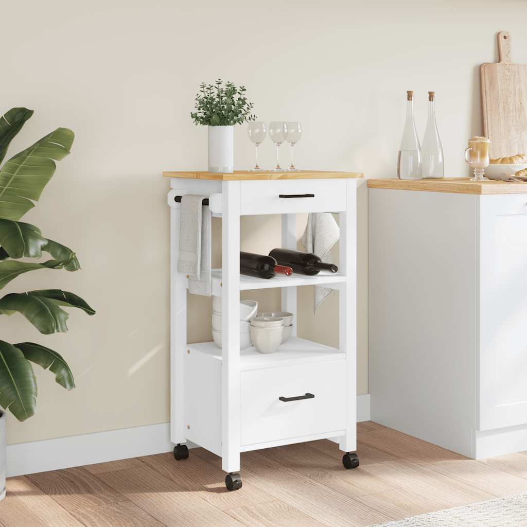 Carrello da Cucina MONZA 48x40x88,5 cm in Legno Massello di Pino