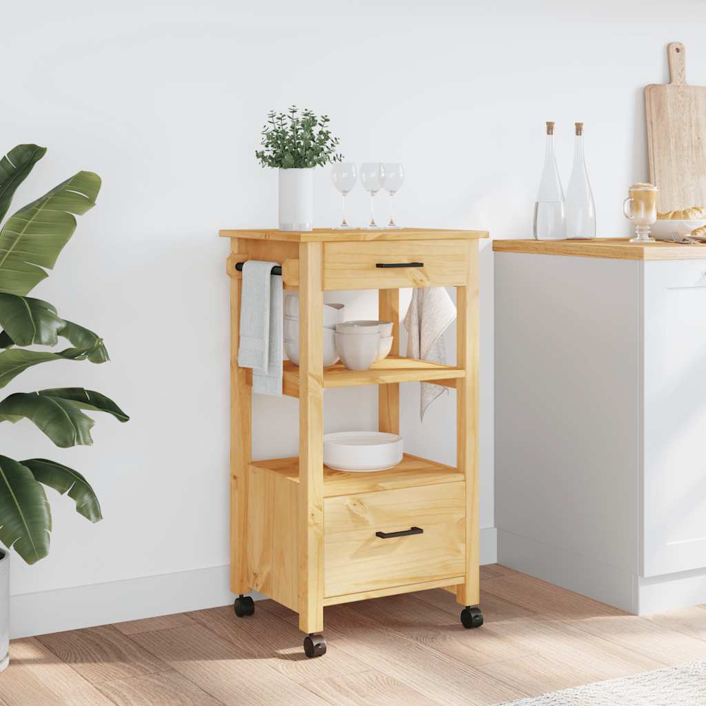 Carrello da Cucina MONZA 48x40x88,5 cm in Legno Massello di Pino