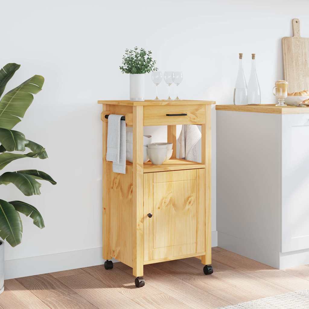 Carrello da Cucina MONZA 48x40x88,5 cm in Legno Massello di Pino