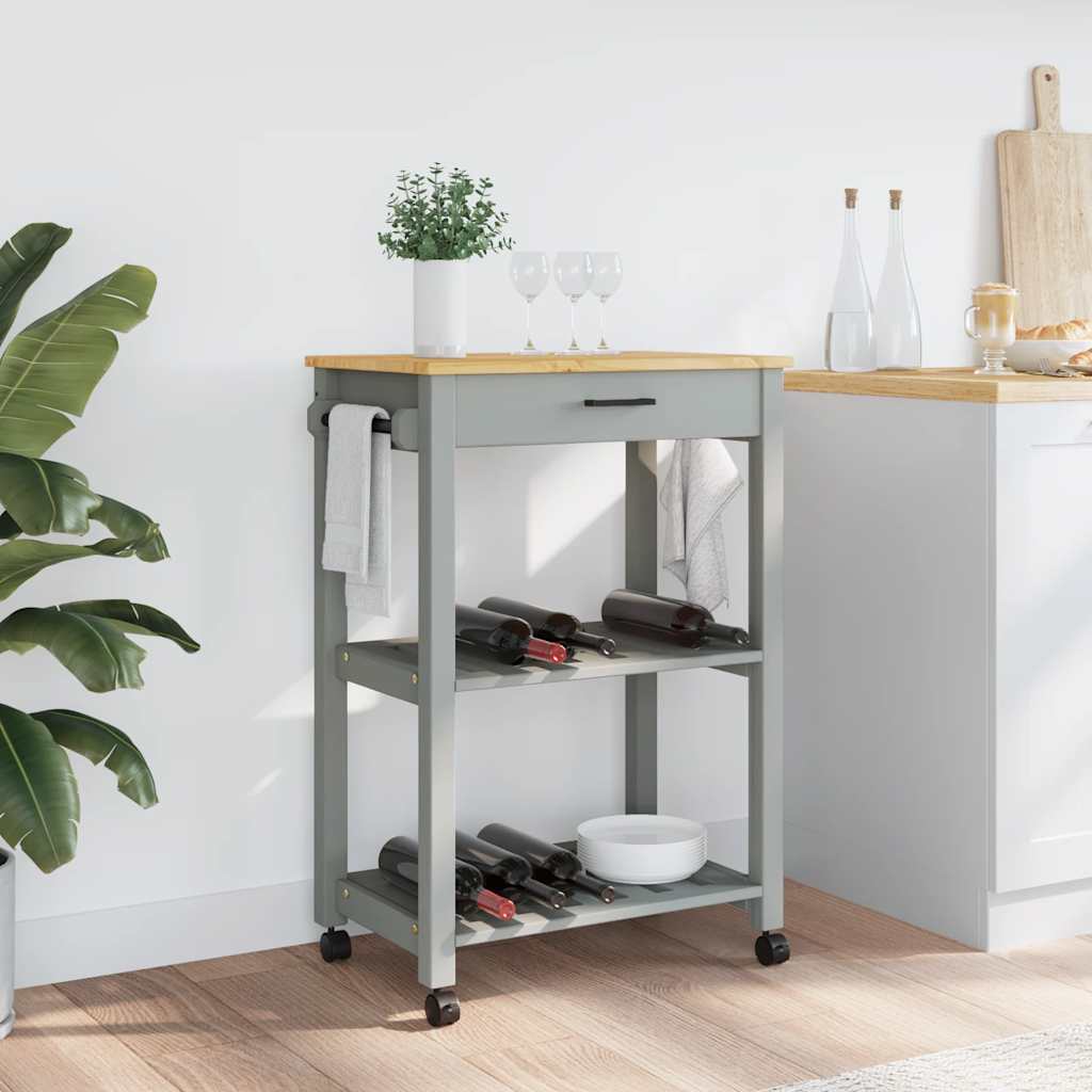 Carrello da Cucina MONZA 60x40x88,5 cm in Legno Massello di Pino