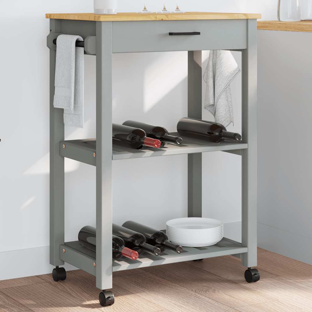 Carrello da Cucina MONZA 60x40x88,5 cm in Legno Massello di Pino