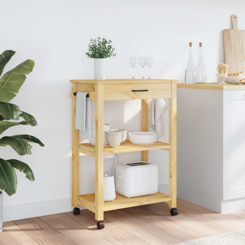 Carrello da Cucina MONZA 60x40x88,5 cm in Legno Massello di Pino