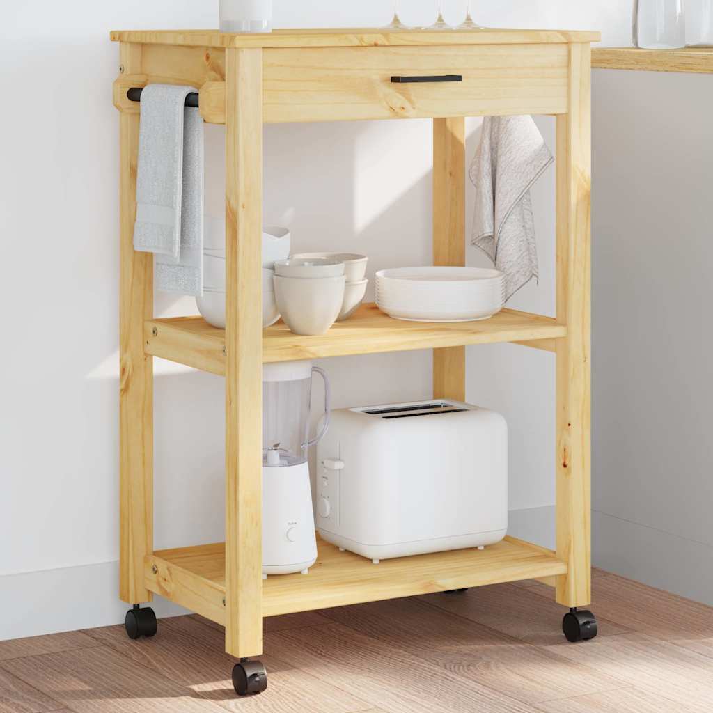 Carrello da Cucina MONZA 60x40x88,5 cm in Legno Massello di Pino