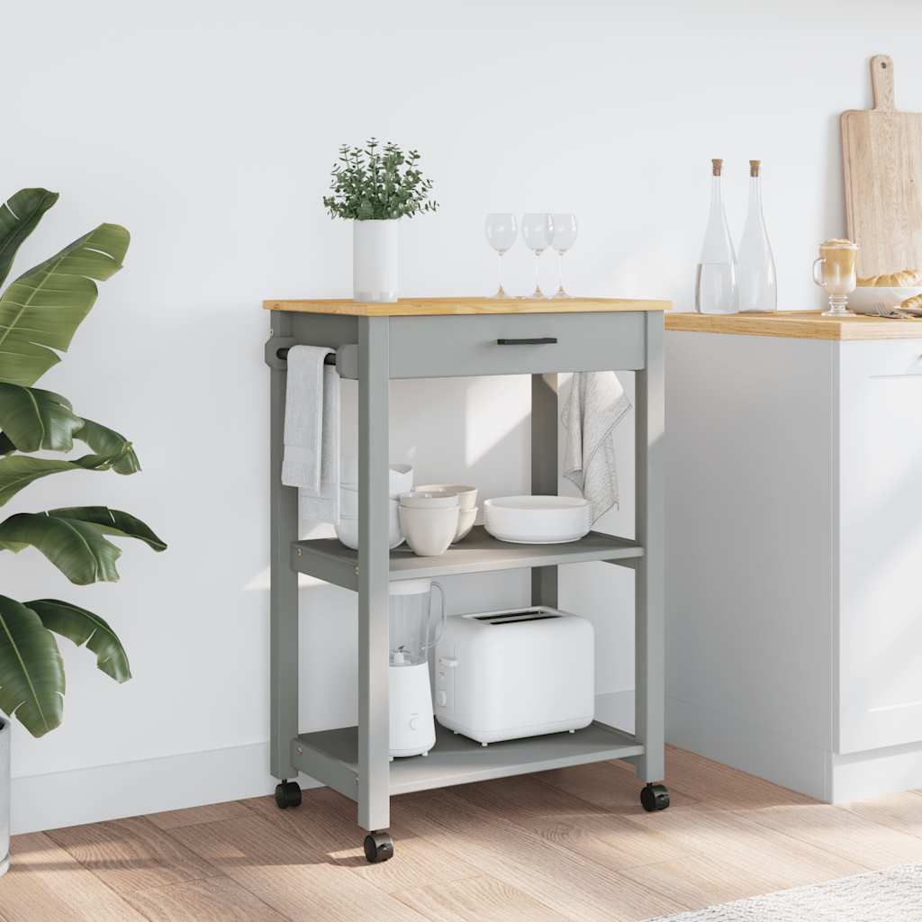 Carrello da Cucina MONZA 60x40x88,5 cm in Legno Massello di Pino