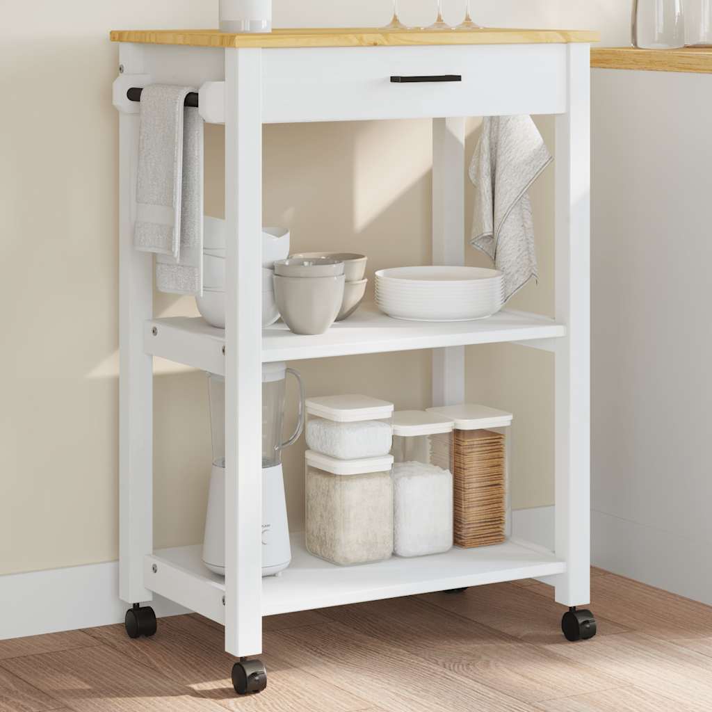 Carrello da Cucina MONZA 60x40x88,5 cm in Legno Massello di Pino