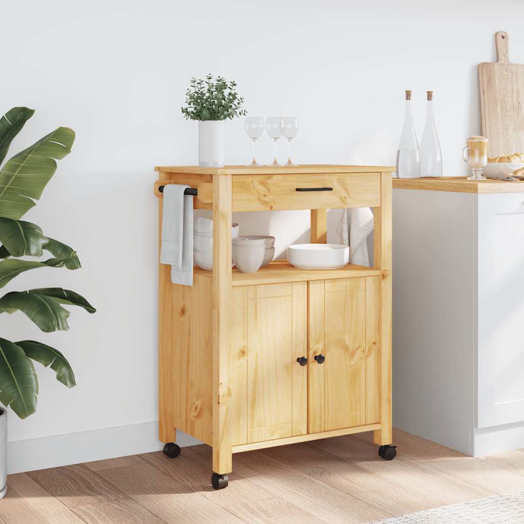 Carrello da Cucina MONZA 60x40x88,5 cm in Legno Massello di Pino