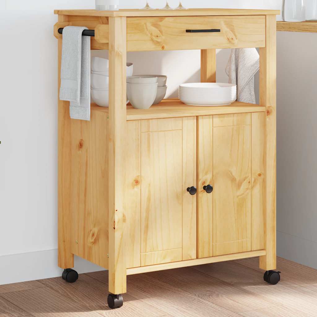 Carrello da Cucina MONZA 60x40x88,5 cm in Legno Massello di Pino
