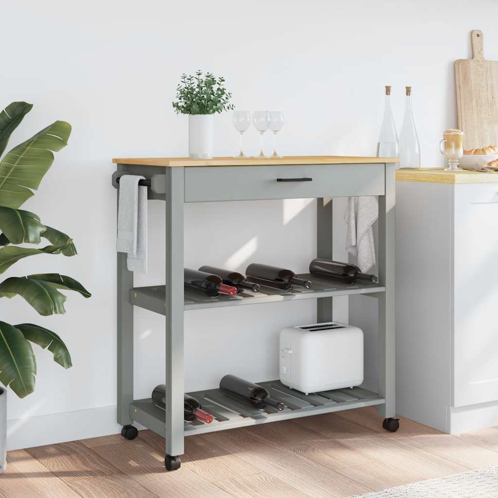 Carrello da Cucina MONZA 84x40x88,5 cm in Legno Massello di Pino