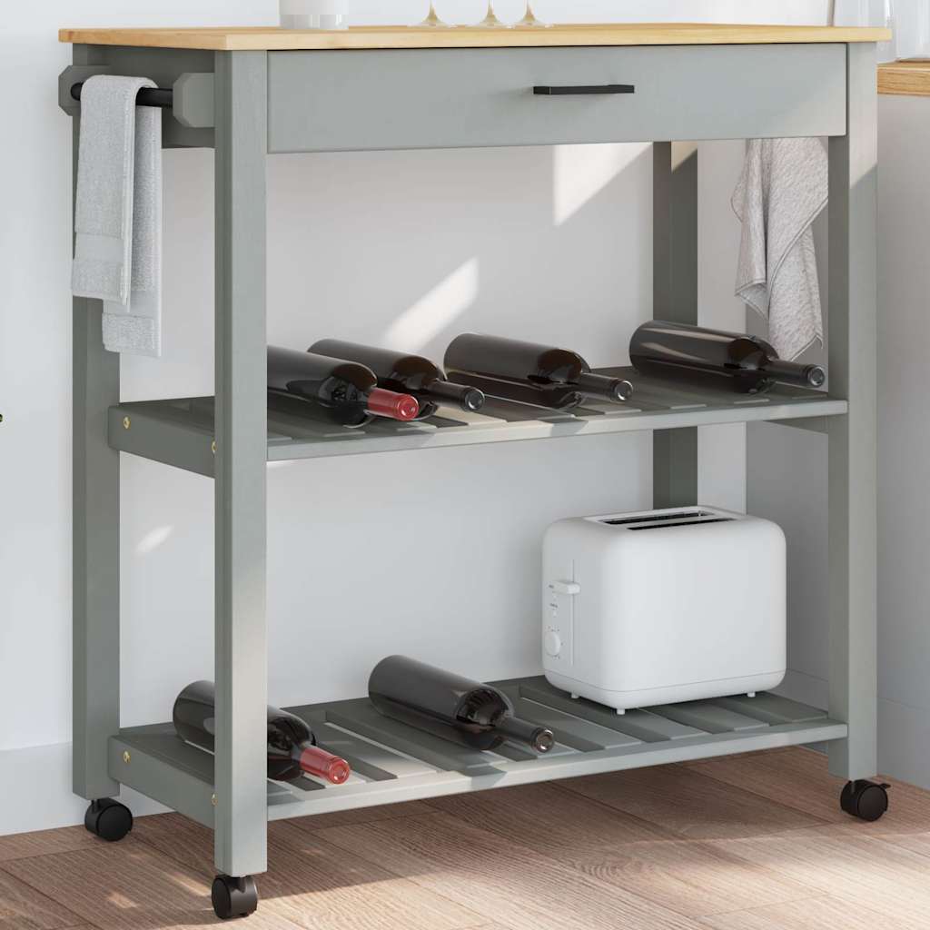 Carrello da Cucina MONZA 84x40x88,5 cm in Legno Massello di Pino
