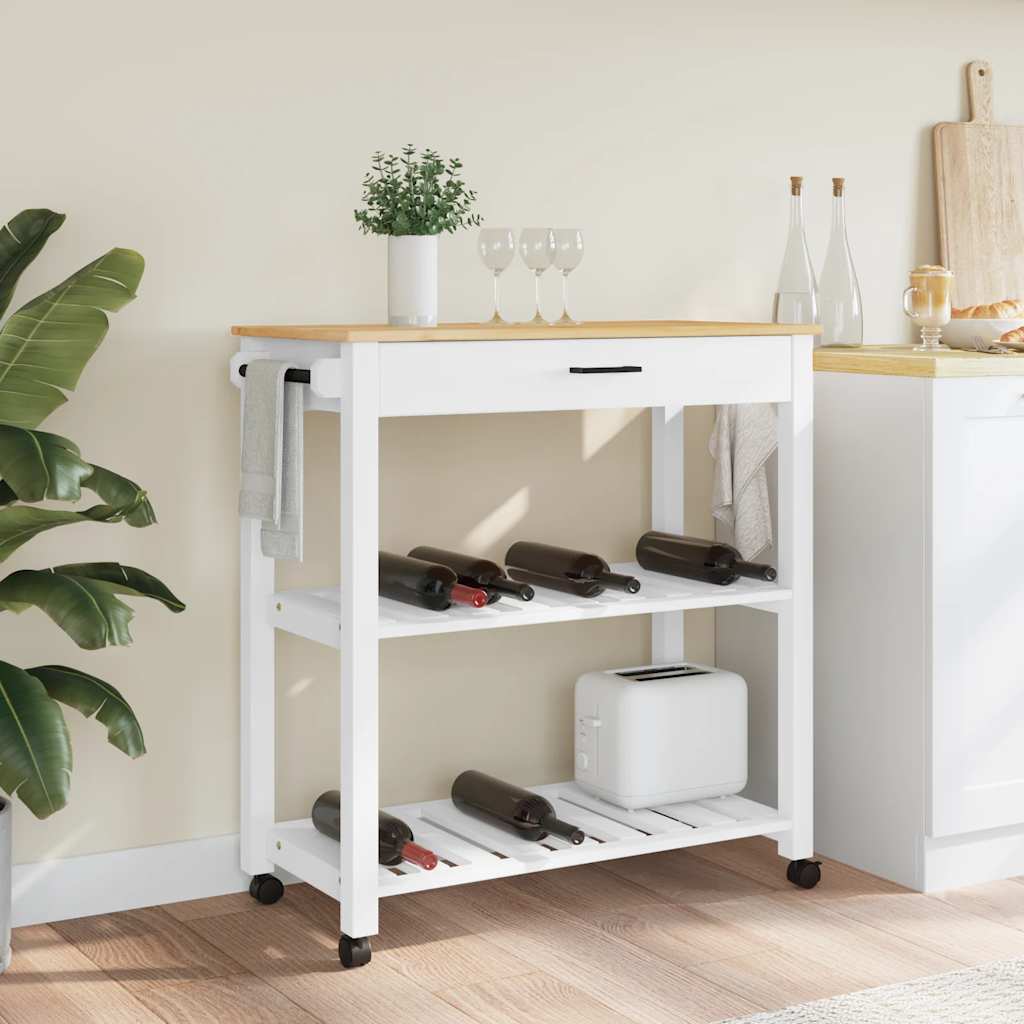 Carrello da Cucina MONZA 84x40x88,5 cm in Legno Massello di Pino