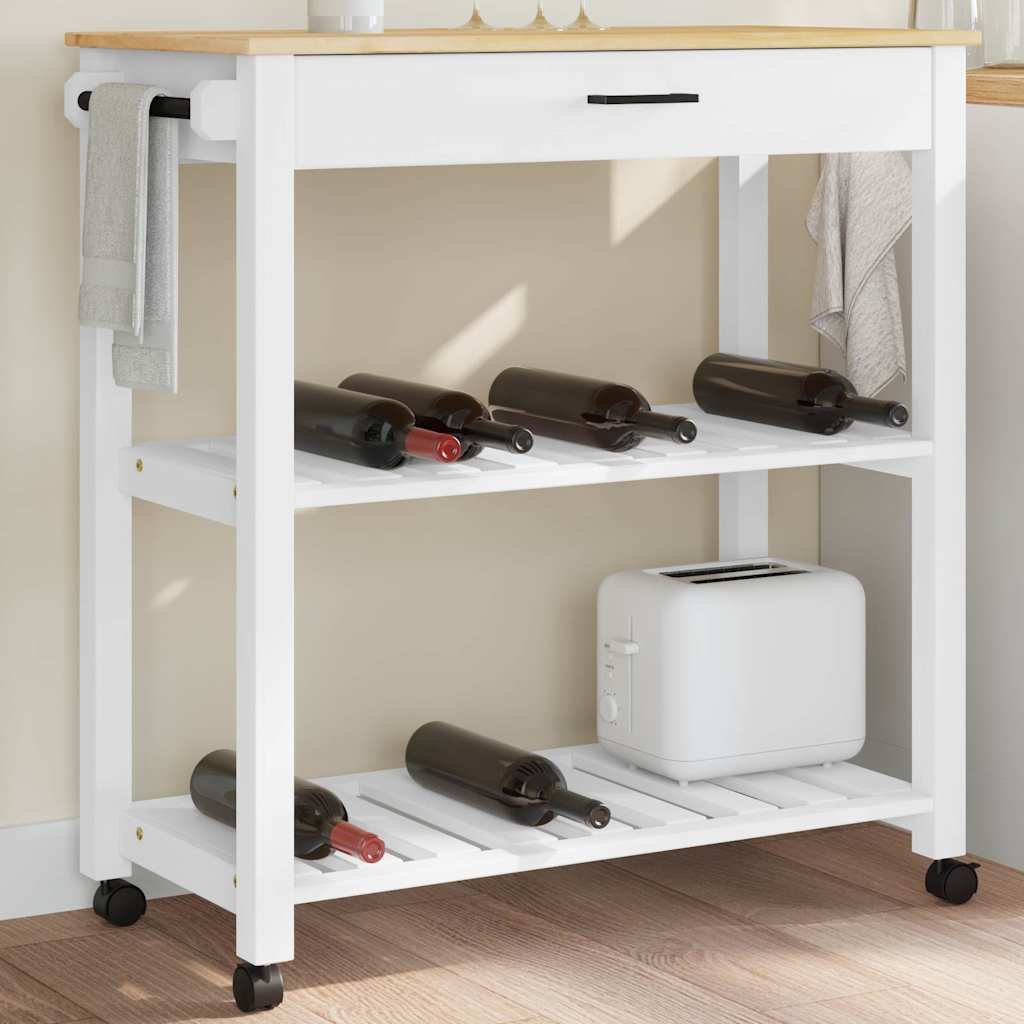 Carrello da Cucina MONZA 84x40x88,5 cm in Legno Massello di Pino