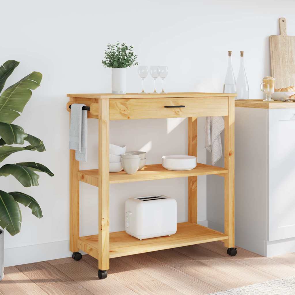 Carrello da Cucina MONZA 84x40x88,5 cm in Legno Massello di Pino