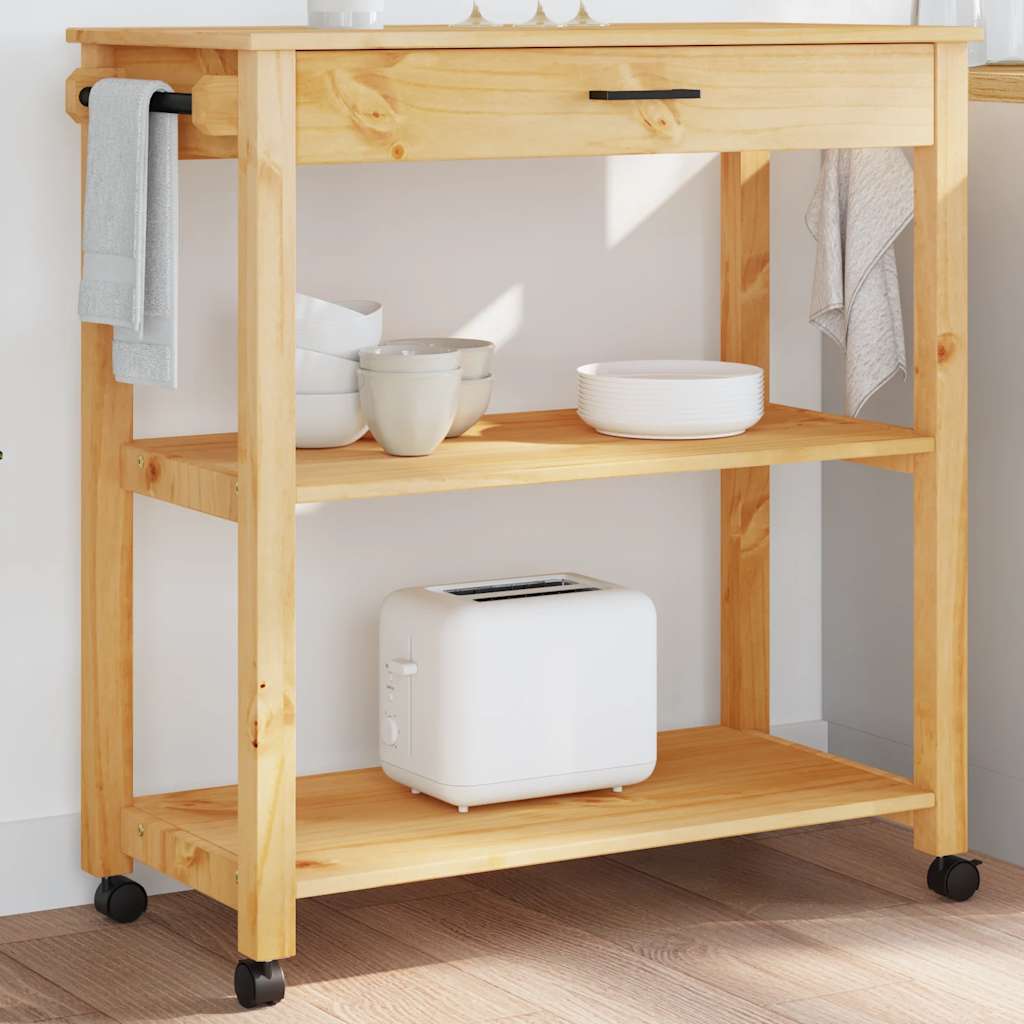 Carrello da Cucina MONZA 84x40x88,5 cm in Legno Massello di Pino