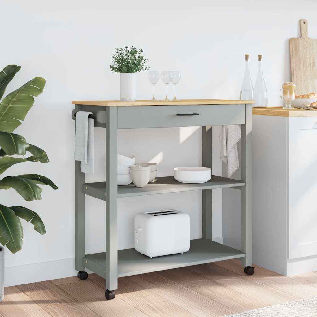 Carrello da Cucina MONZA 84x40x88,5 cm in Legno Massello di Pino
