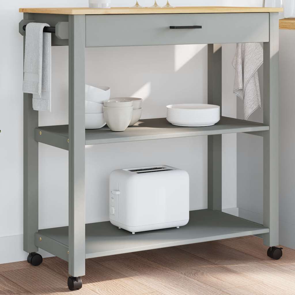 Carrello da Cucina MONZA 84x40x88,5 cm in Legno Massello di Pino