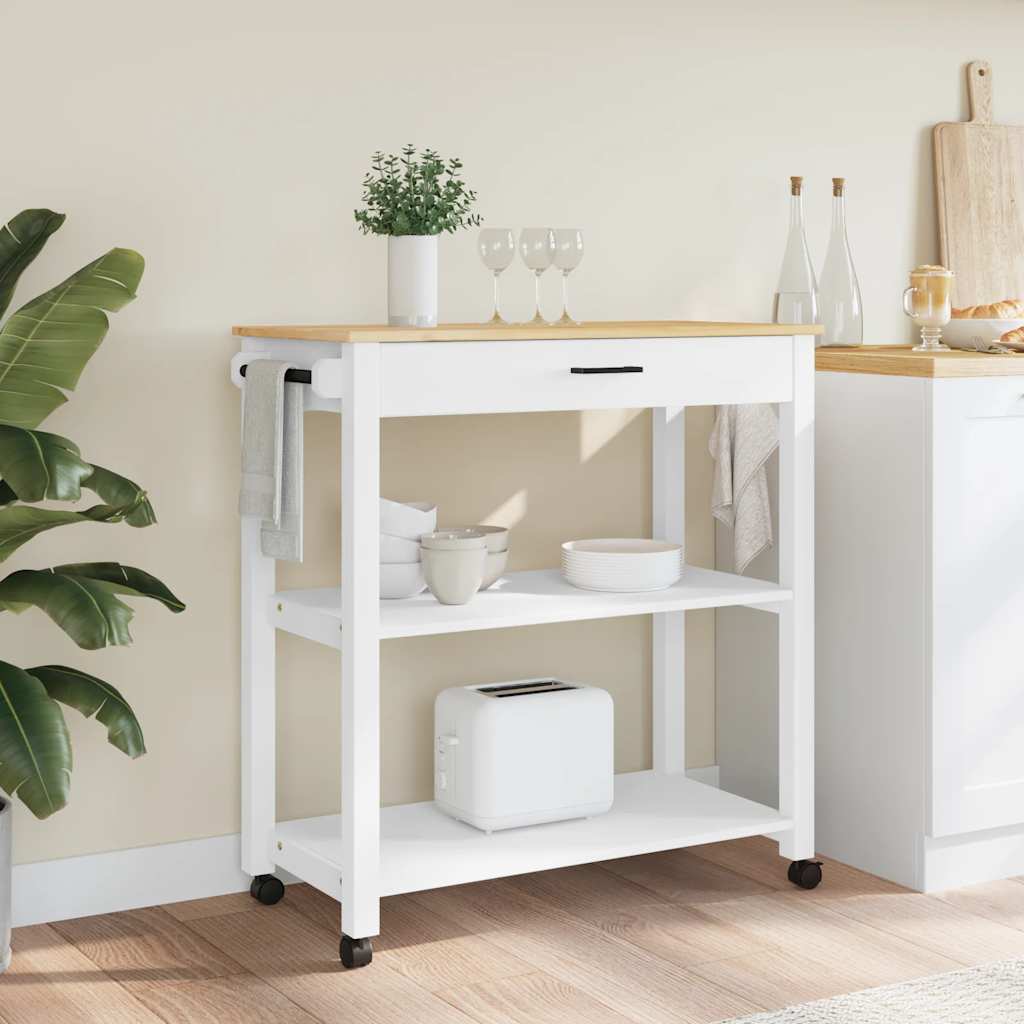 Carrello da Cucina MONZA 84x40x88,5 cm in Legno Massello di Pino