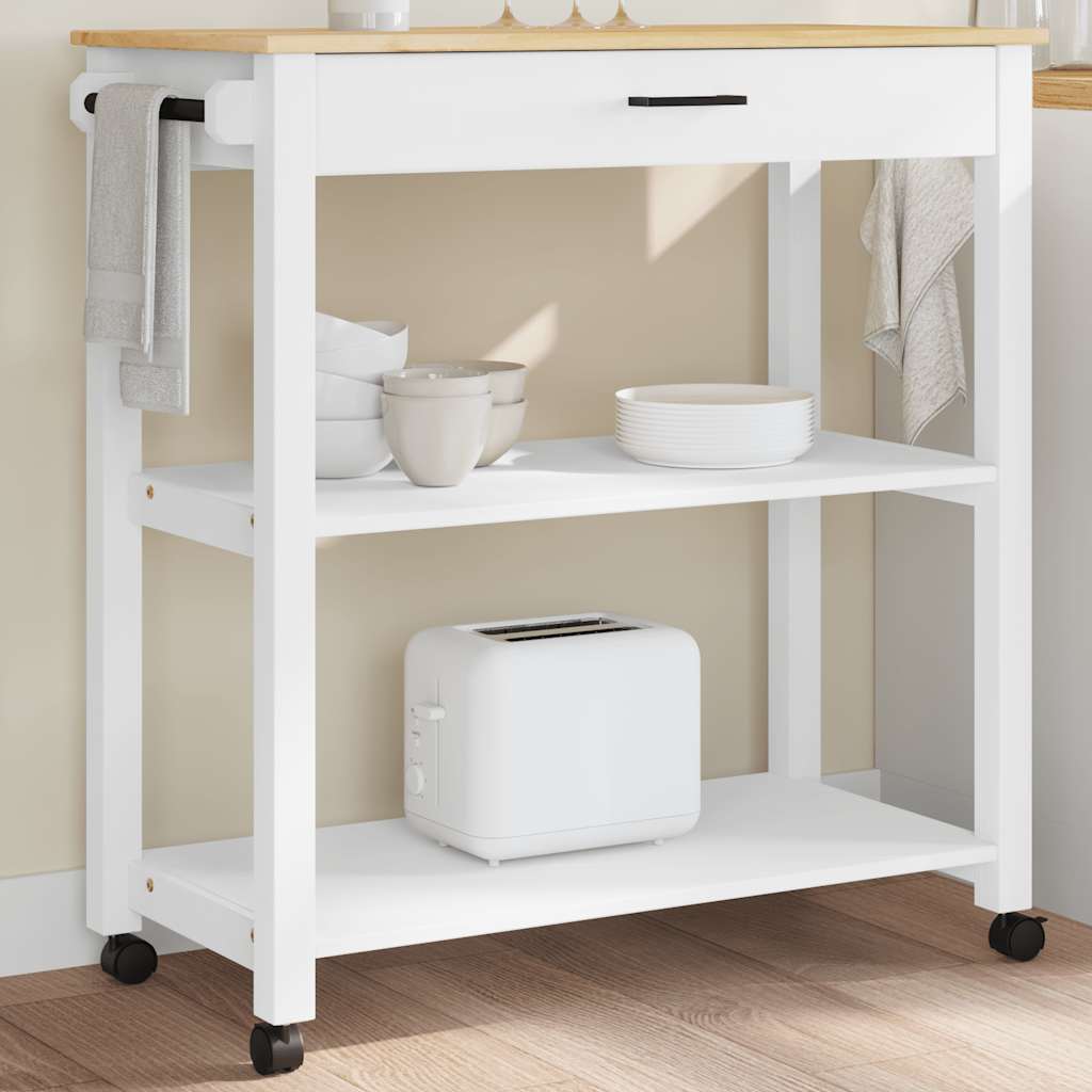 Carrello da Cucina MONZA 84x40x88,5 cm in Legno Massello di Pino