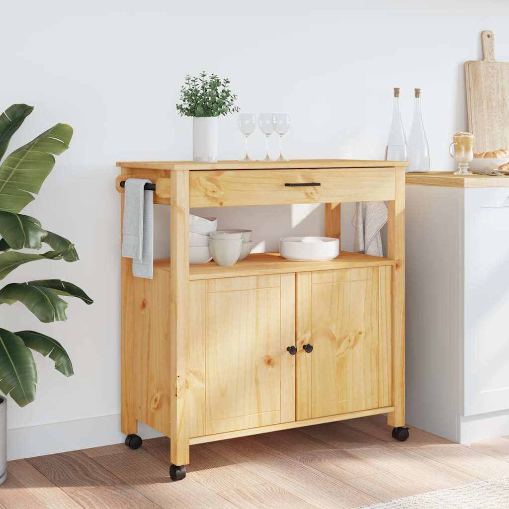 Carrello da Cucina MONZA 84x40x88,5 cm in Legno Massello di Pino