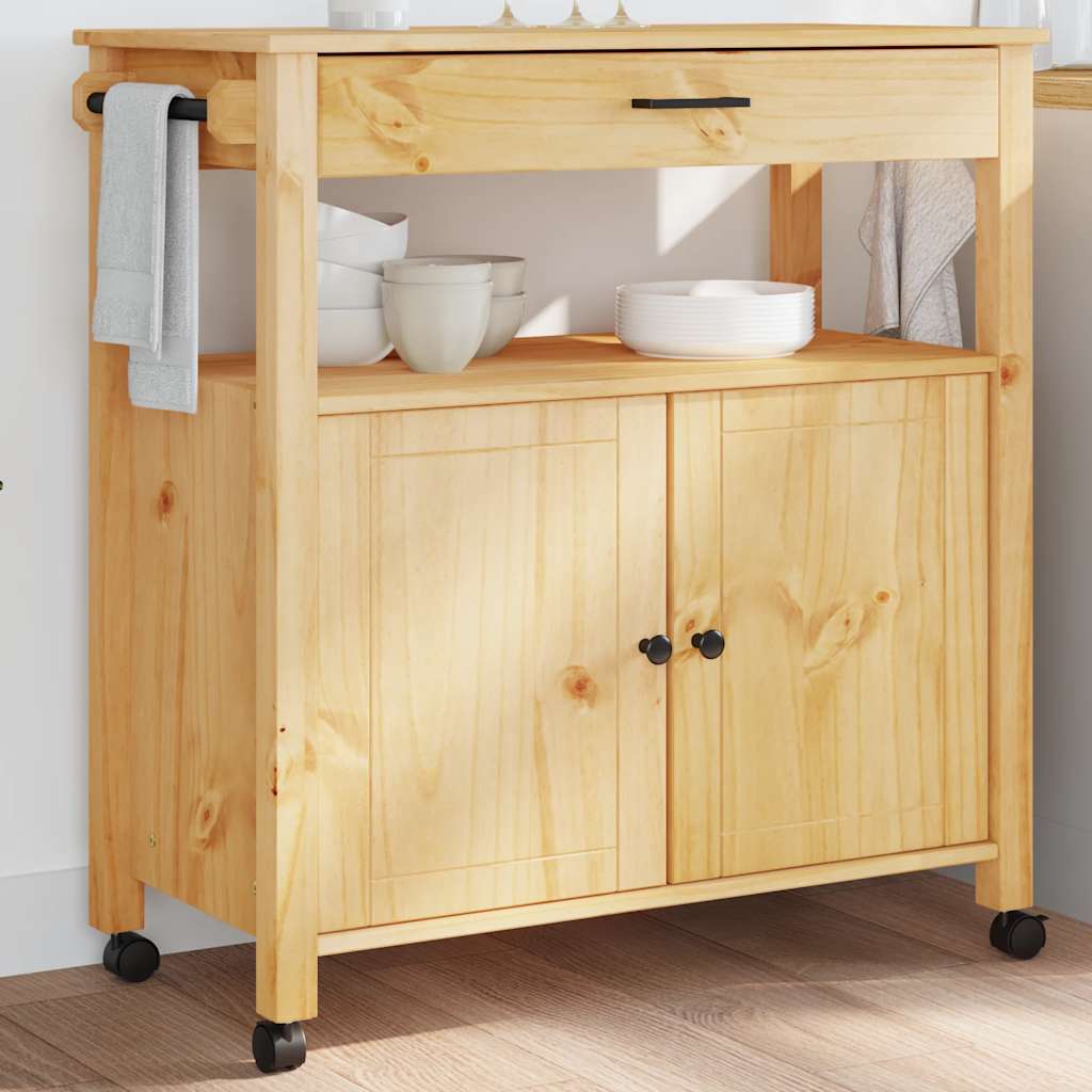 Carrello da Cucina MONZA 84x40x88,5 cm in Legno Massello di Pino