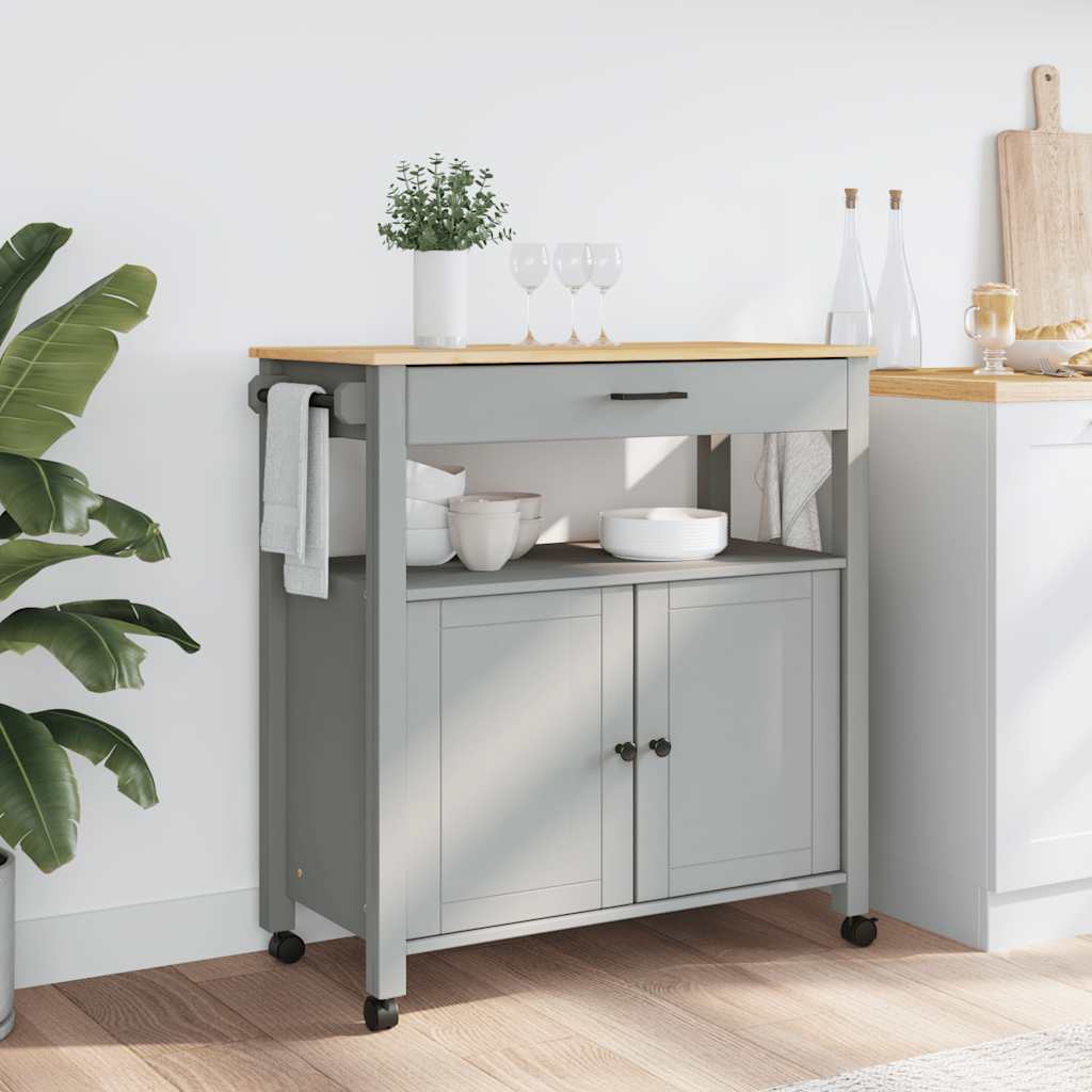 Carrello da Cucina MONZA 84x40x88,5 cm in Legno Massello di Pino