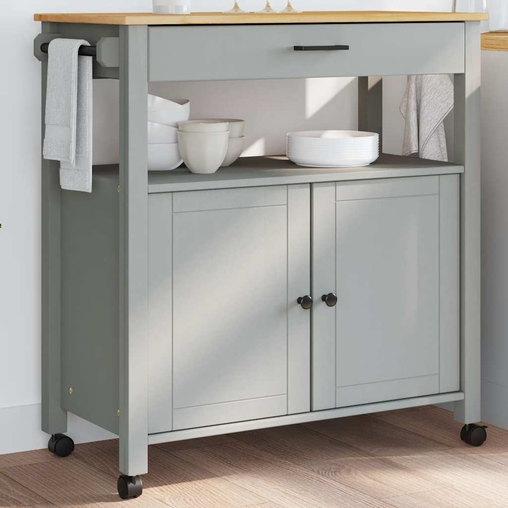 Carrello da Cucina MONZA 84x40x88,5 cm in Legno Massello di Pino