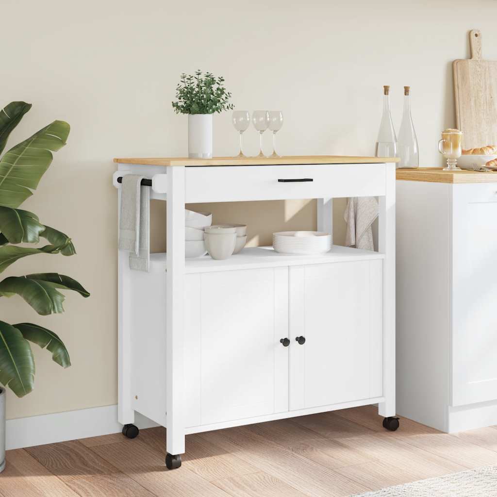 Carrello da Cucina MONZA 84x40x88,5 cm in Legno Massello di Pino