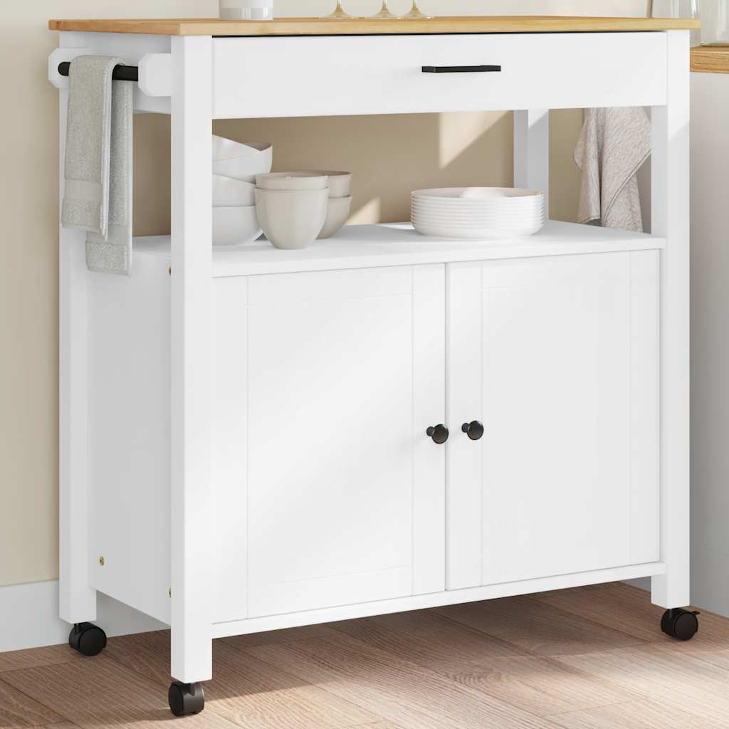 Carrello da Cucina MONZA 84x40x88,5 cm in Legno Massello di Pino