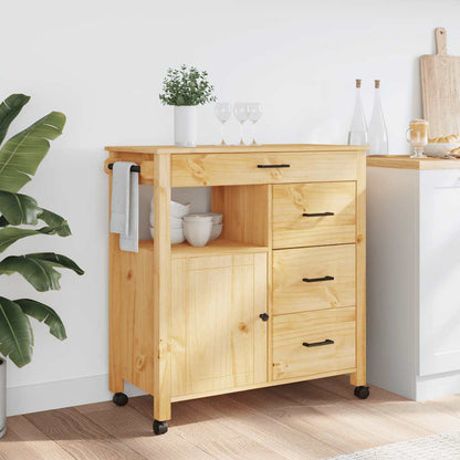 Carrello da Cucina MONZA 84x40x88,5 cm in Legno Massello di Pino