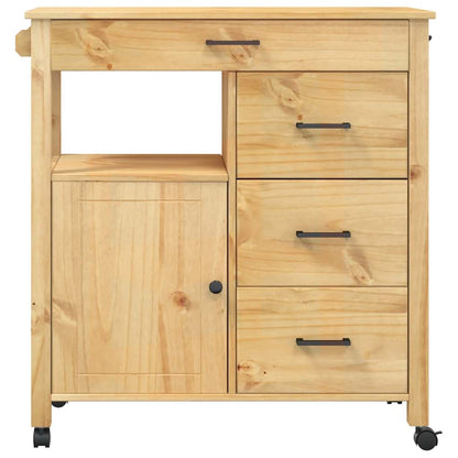 Carrello da Cucina MONZA 84x40x88,5 cm in Legno Massello di Pino