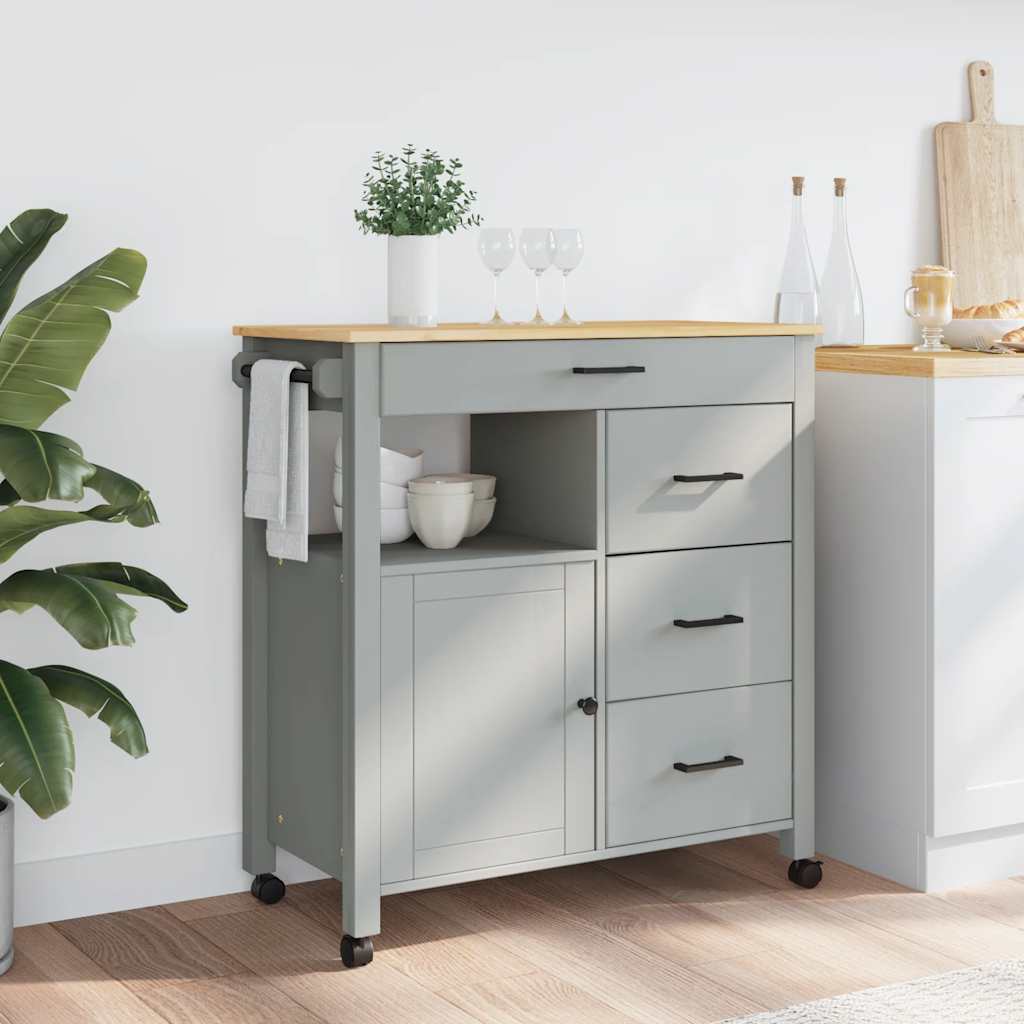 Carrello da Cucina MONZA 84x40x88,5 cm in Legno Massello di Pino