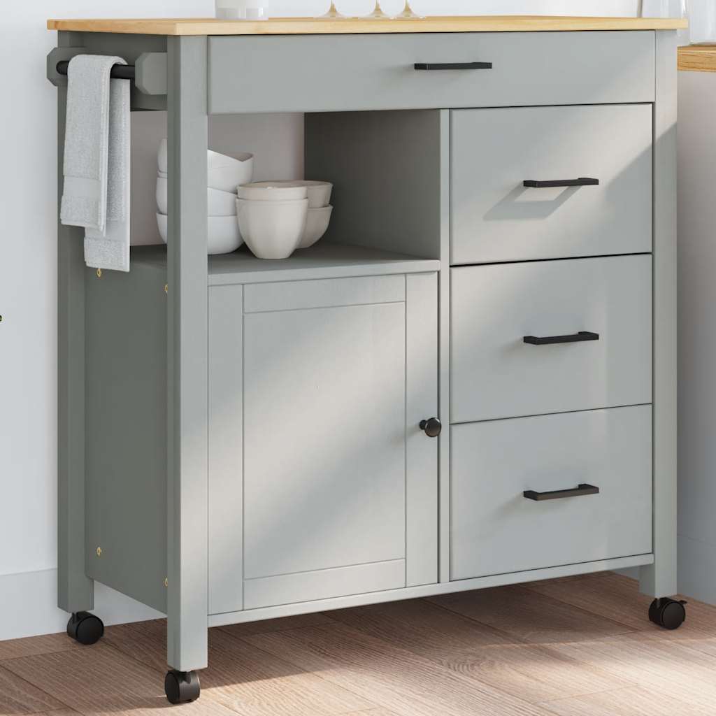 Carrello da Cucina MONZA 84x40x88,5 cm in Legno Massello di Pino