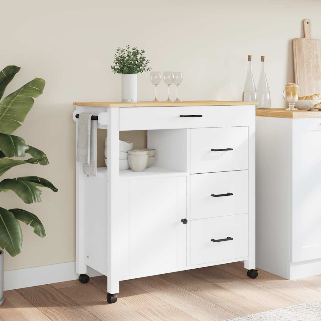 Carrello da Cucina MONZA 84x40x88,5 cm in Legno Massello di Pino