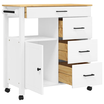 Carrello da Cucina MONZA 84x40x90 cm in Legno Massello di Pino