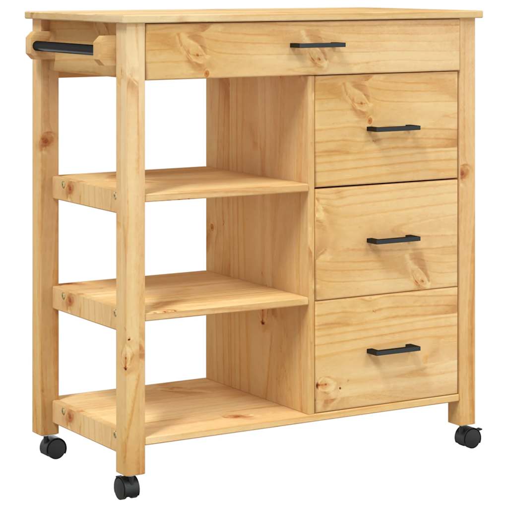 Carrello da Cucina MONZA 84x40x88,5 cm in Legno Massello di Pino