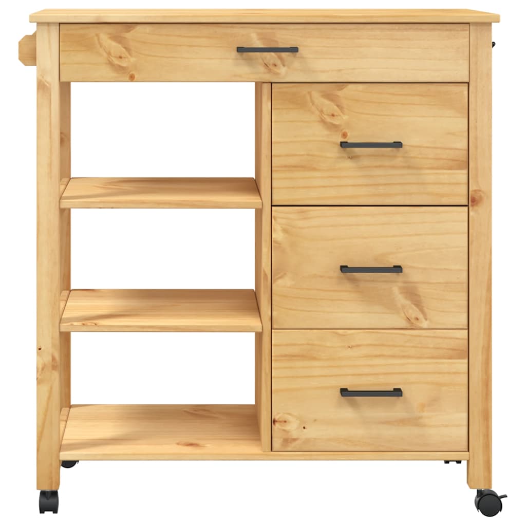 Carrello da Cucina MONZA 84x40x88,5 cm in Legno Massello di Pino