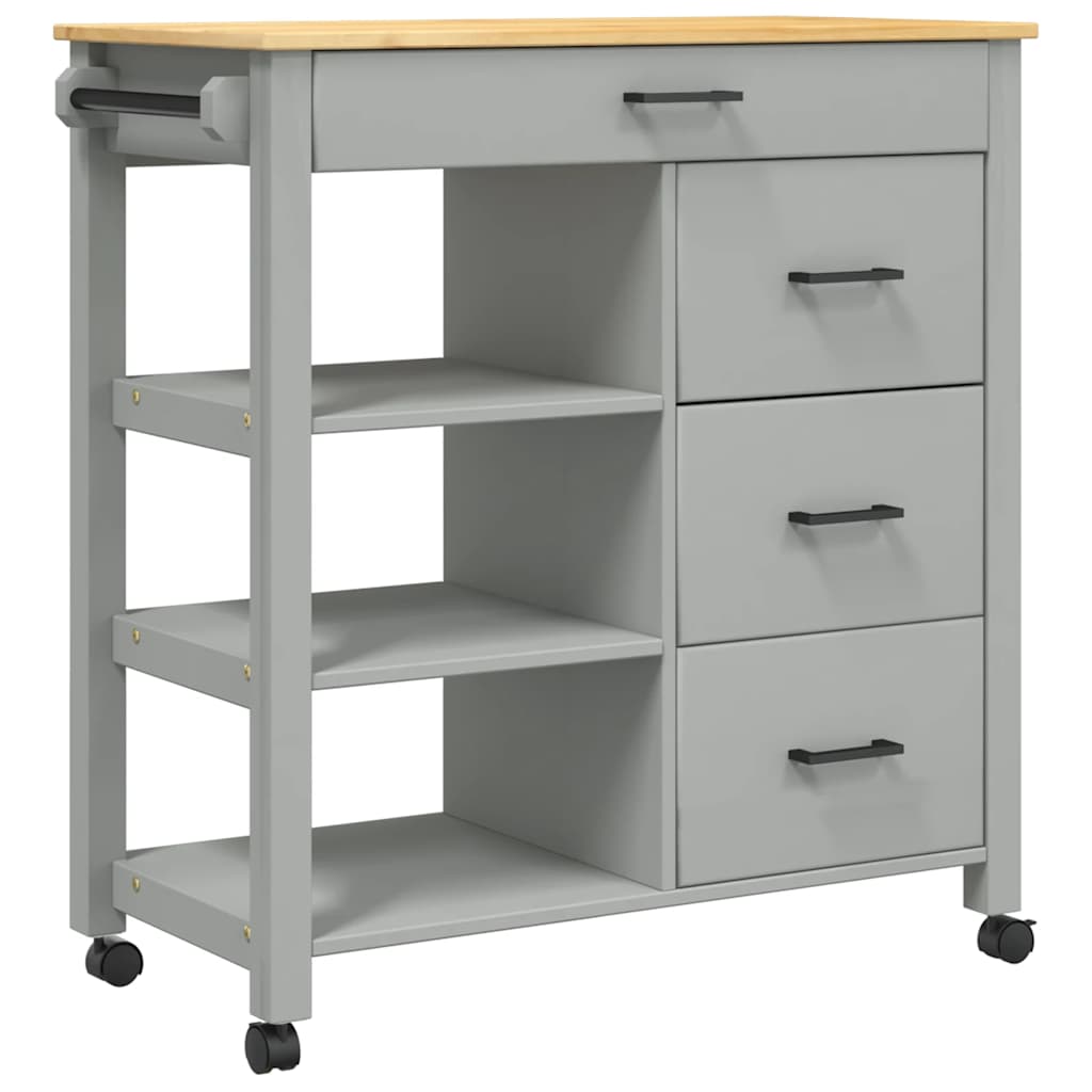 Carrello da Cucina MONZA 84x40x88,5 cm in Legno Massello di Pino