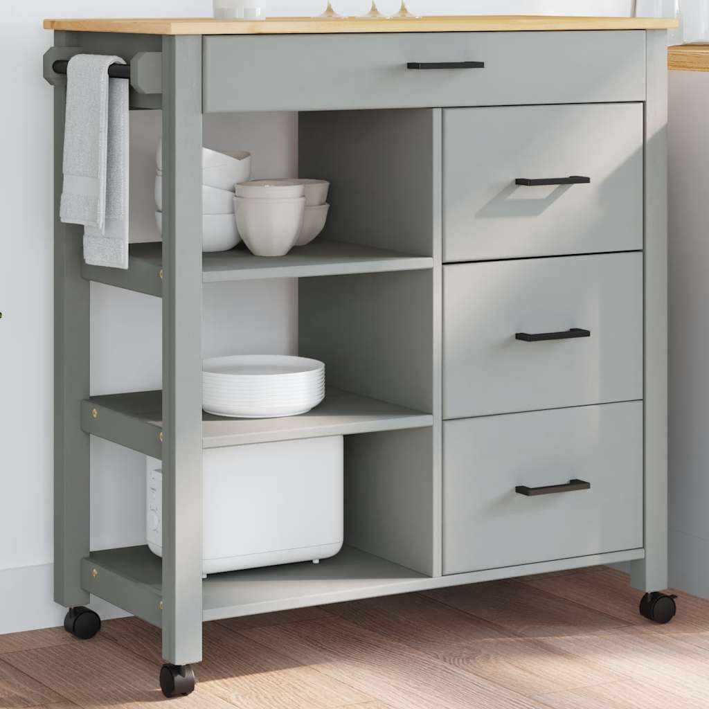 Carrello da Cucina MONZA 84x40x88,5 cm in Legno Massello di Pino