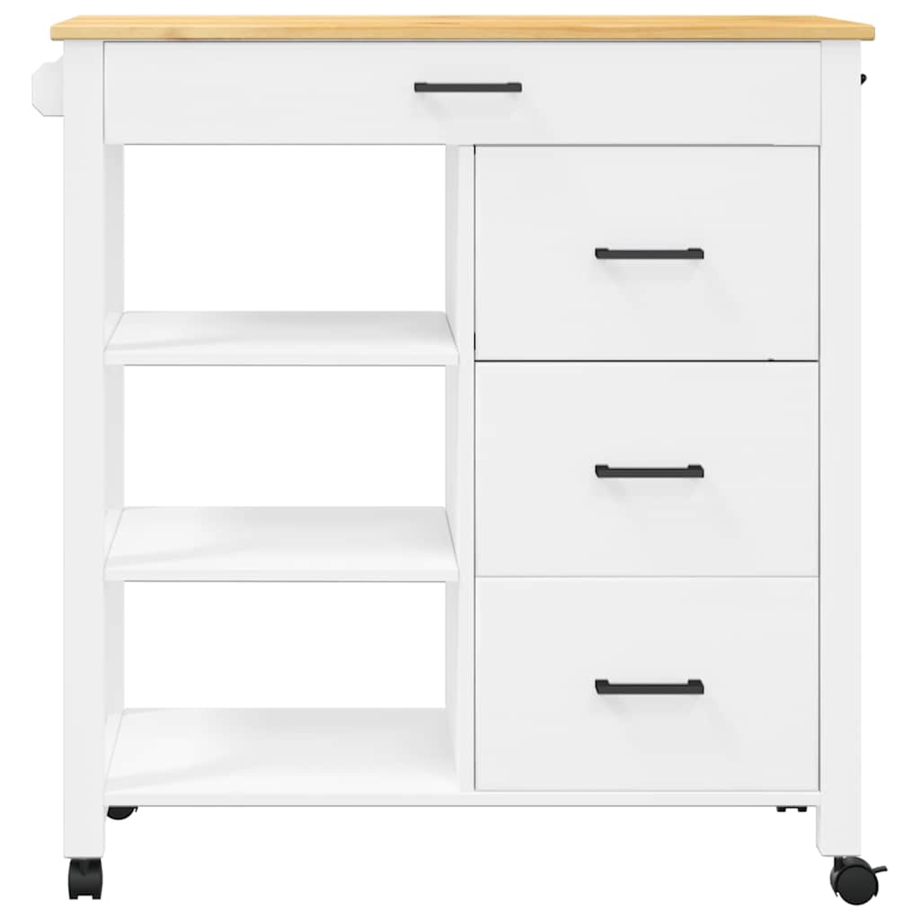 Carrello da Cucina MONZA 84x40x88,5 cm in Legno Massello di Pino