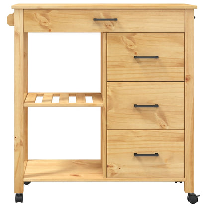 Carrello da Cucina MONZA 84x40x88,5 cm in Legno Massello di Pino