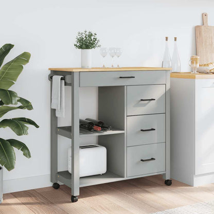 Carrello da Cucina MONZA 84x40x88,5 cm in Legno Massello di Pino