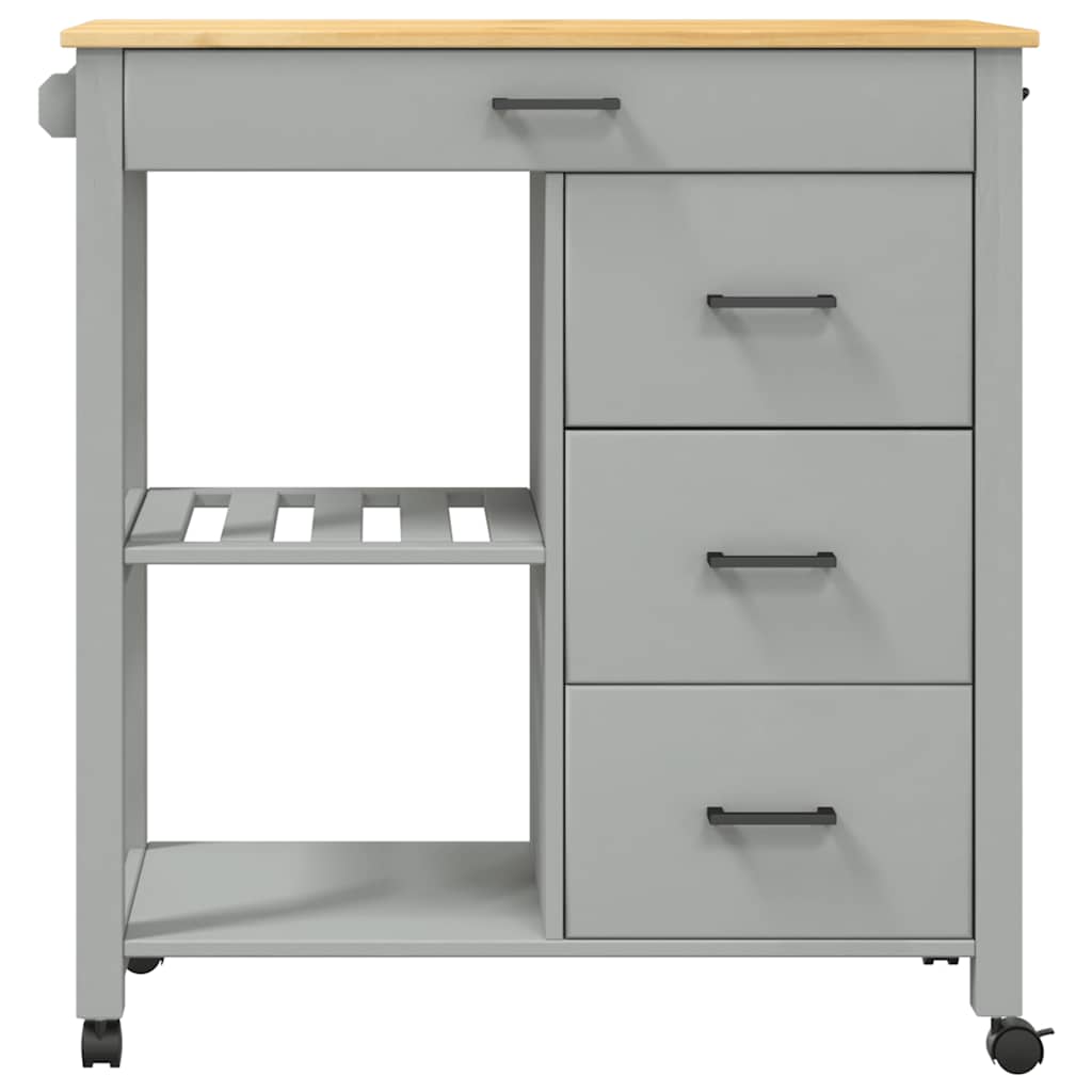 Carrello da Cucina MONZA 84x40x88,5 cm in Legno Massello di Pino