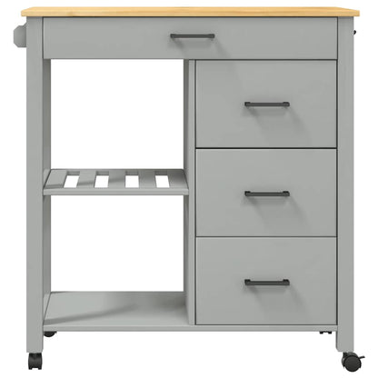 Carrello da Cucina MONZA 84x40x88,5 cm in Legno Massello di Pino