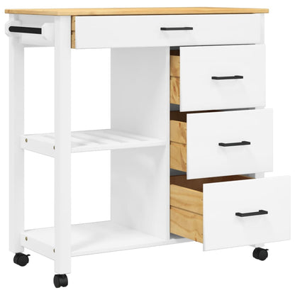 Carrello da Cucina MONZA 84x40x90 cm in Legno Massello di Pino