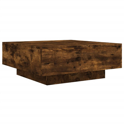 Tavolino da Soggiorno con Luci LED Rovere Fumo 80x80x31 cm