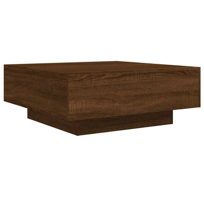 Tavolino da Soggiorno con Luci LED Rovere Marrone 80x80x31 cm