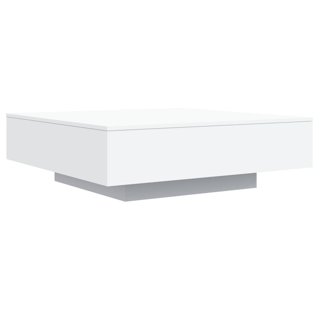 Tavolino da Soggiorno con Luci LED Bianco 100x100x31 cm