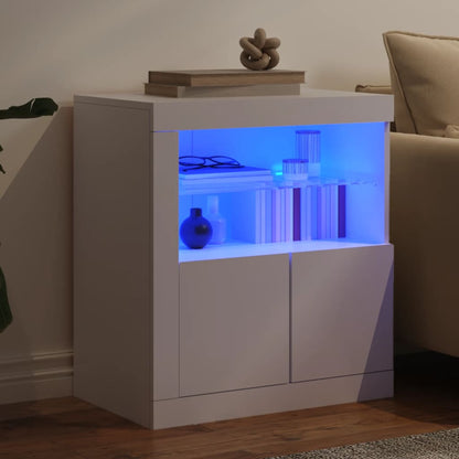 Credenza con Luci LED Bianca 60,5x37x67 cm
