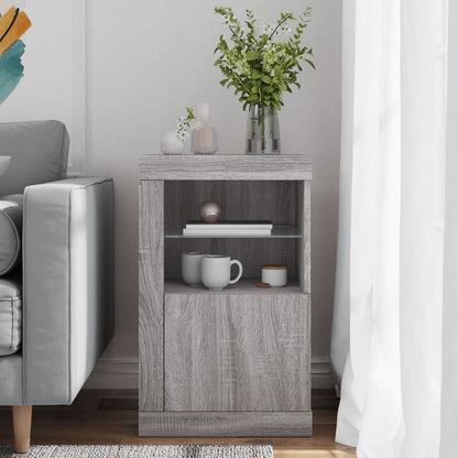 Armadietto con Luci LED Grigio Sonoma in Legno Multistrato