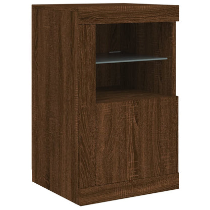 Armadietto con Luci LED Rovere Marrone in Legno Multistrato